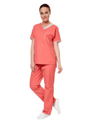 Комплект одежды женский LE6101 (блуза и брюки) коралловые. Lantana Eco