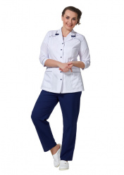 Универсальные женские брюки под блузу или халат LL3106 темно-синие